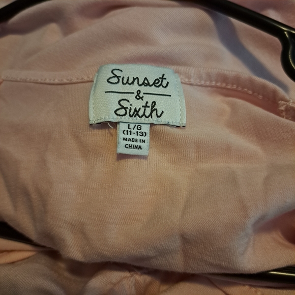 Sunset&Sixth tiered casual light pink polyester/rayon summer dress woman's large - Picture 4 of 4